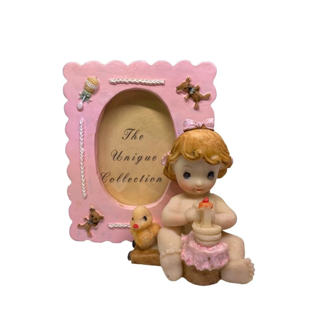 7 - Mini Picture Frame Pink Girl Birthday Party Favors Vintage Lot NEW